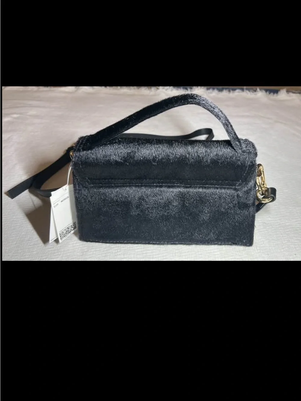 H&M Black Velvet Mini Crossbody with Top Handle